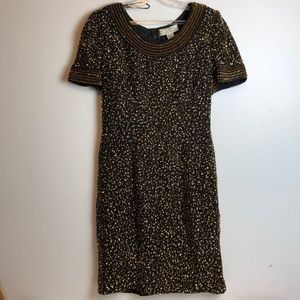 stunning mother of the bride New year’s gold vintage beaded sequined dress sz 8